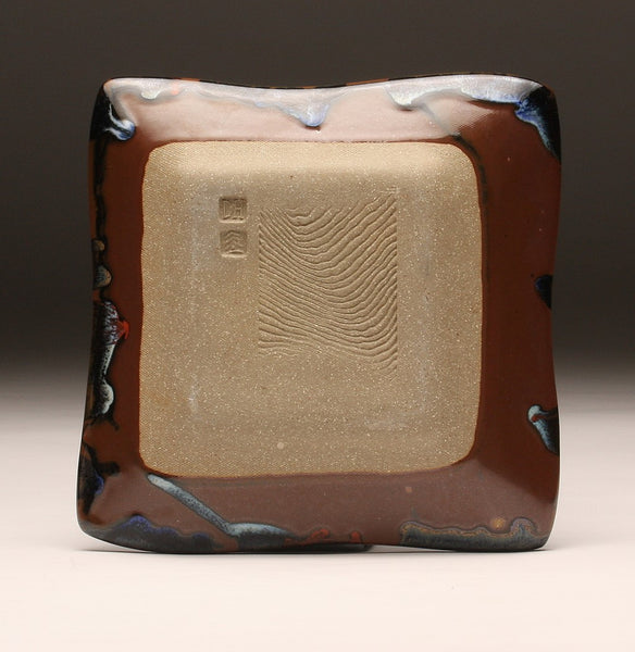 DH085 Square Plate in Blue, White, Purple, and Tenmoku 9"x9"