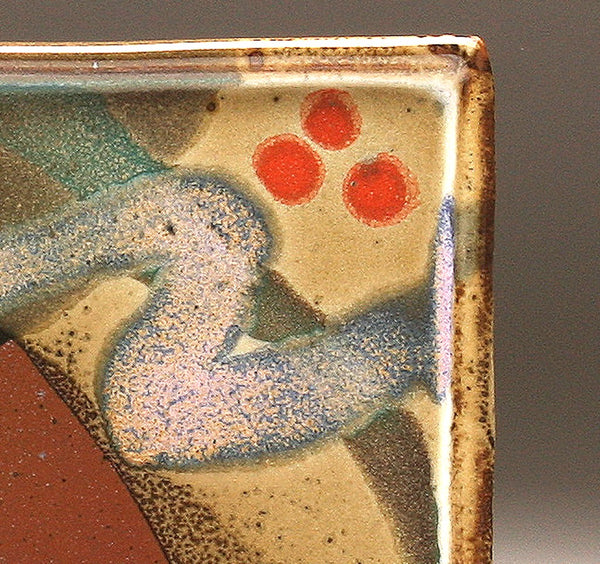 DH091 Square Plate with Trailed Glazes