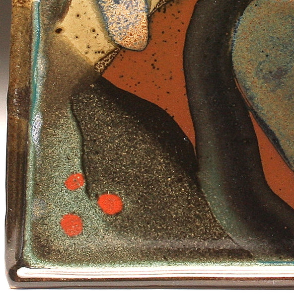 DH092 Square Plate with Trailed Glazes