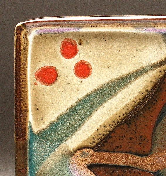 DH093 Square Plate with Trailed Glazes