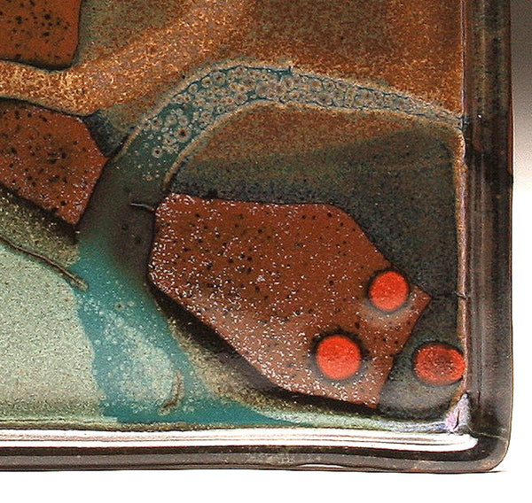 DH093 Square Plate with Trailed Glazes