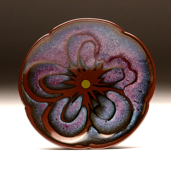 DH096 8" Copper Red and Tenmoku Flower