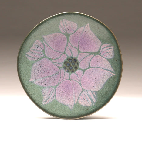 DH016 11" Purple over Teal Flower Platter