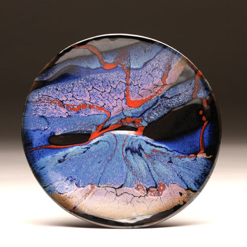 DH203 8" Landscape Platter in Blue, Red, Purple, and Black