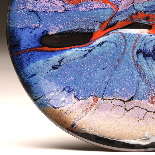 DH203 8" Landscape Platter in Blue, Red, Purple, and Black