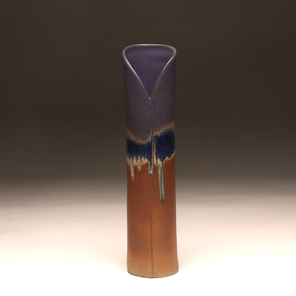 DH220 Tall Cylinder Vase Purple and Ash Glaze