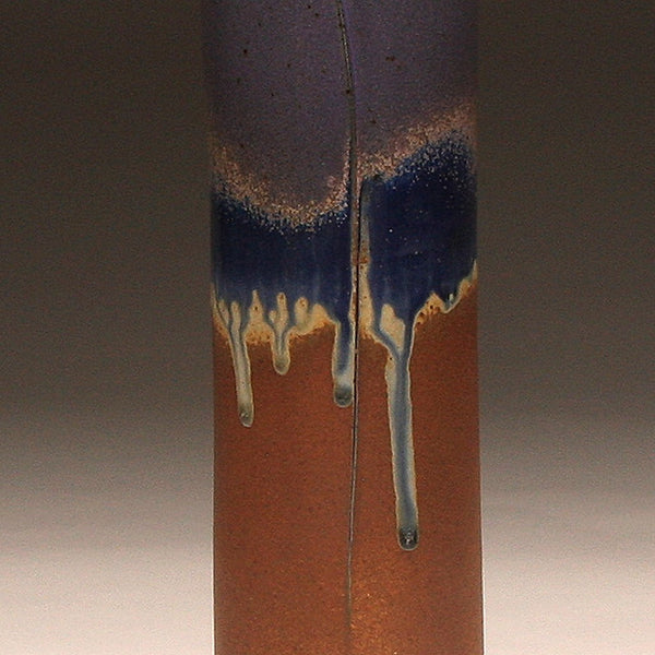 DH220 Tall Cylinder Vase Purple and Ash Glaze
