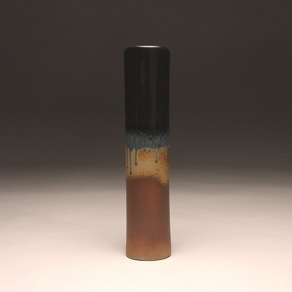 DH219 Tall Cylinder Vase Black and Ash Glaze