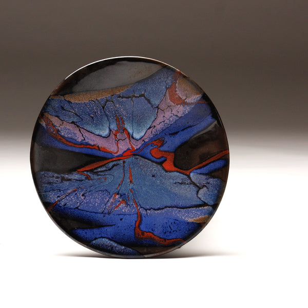 DH234 8" Landscape Platter in Blue, Red, Purple, and Tenmoku