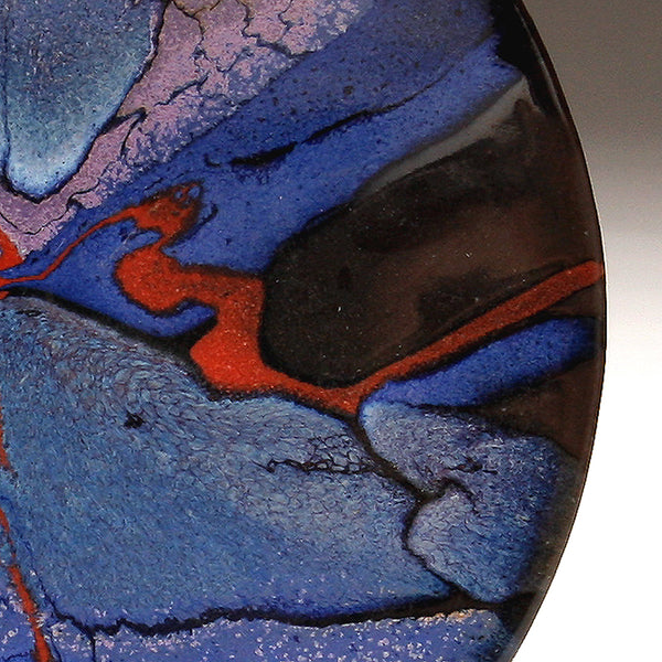 DH234 8" Landscape Platter in Blue, Red, Purple, and Tenmoku