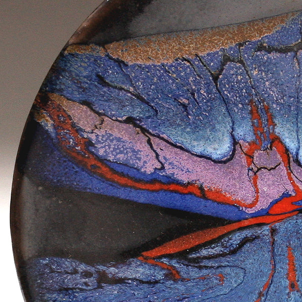 DH234 8" Landscape Platter in Blue, Red, Purple, and Tenmoku