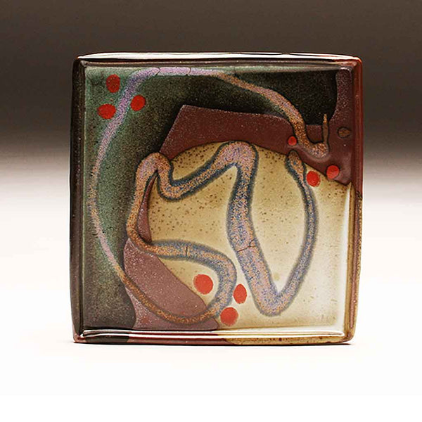 DH254 Square Plate with Trailed Glazes