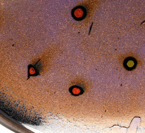 DH073 Medium Spotted Oval Platter Purple, Black, Chartreuse and Red Spots
