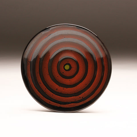 DH256  8" Platter, Red with Chartreuse Spots