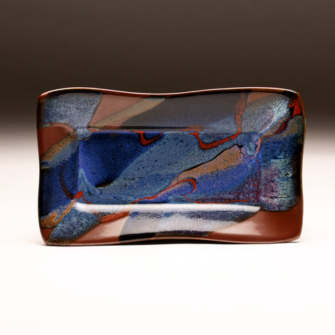 DH240 Rectangular Plate in red, purple, and blue over Tenmoku