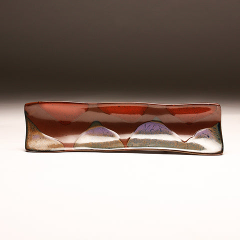 DH283 Relish Tray with Purple and Red Glaze over Tenmoku Pattern
