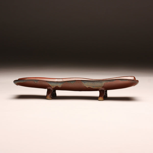 DH283 Relish Tray with Purple and Red Glaze over Tenmoku Pattern