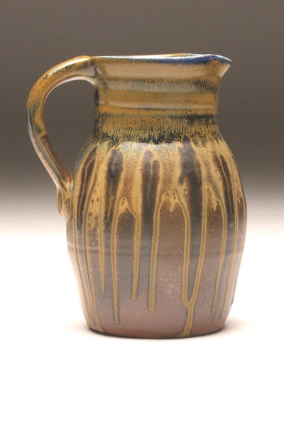 GH059 half-gallon pitcher woodfired black and gold