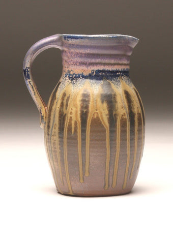 GH058 half-gallon pitcher woodfired purple and gold