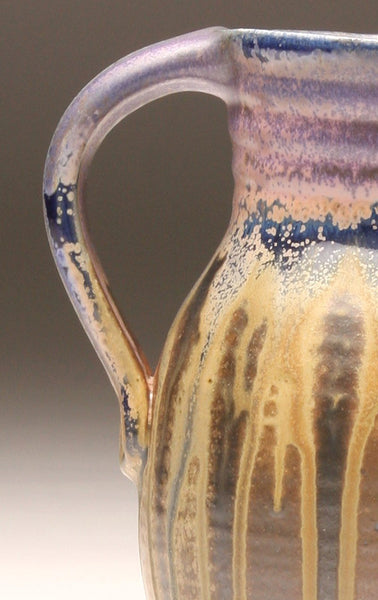 GH058 half-gallon pitcher woodfired purple and gold