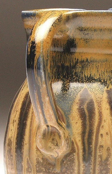 GH059 half-gallon pitcher woodfired black and gold