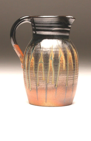 GH060 half-gallon pitcher woodfired black and gold