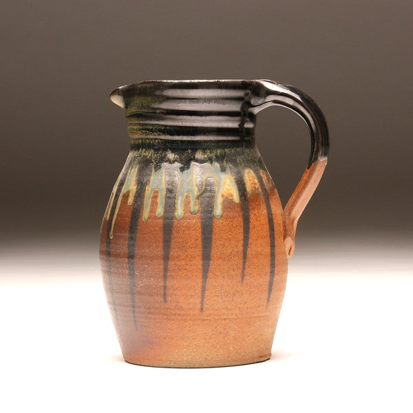 GH113 half-gallon pitcher woodfired black and gold