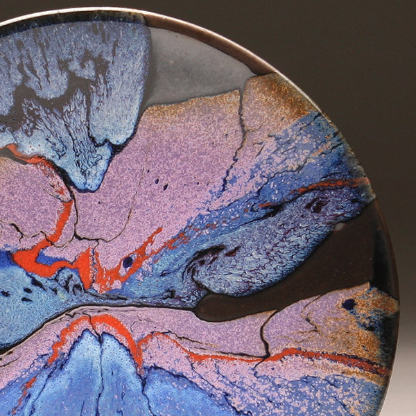 DH202 8" Landscape Platter in Blue, Red, Purple, and Black