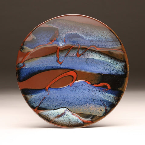 DH206 11" Landscape Platter in Blue, Red, Purple, and Tenmoku