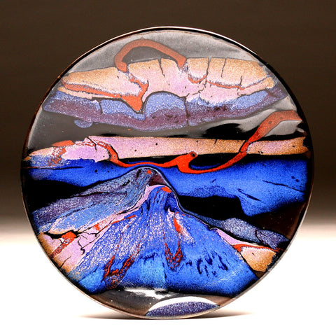 DH207 11" Landscape Platter in Blue, Red, Purple, and Black