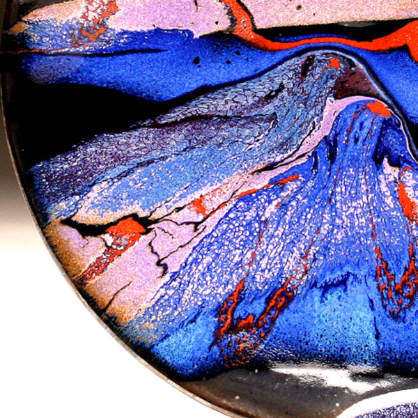 DH207 11" Landscape Platter in Blue, Red, Purple, and Black