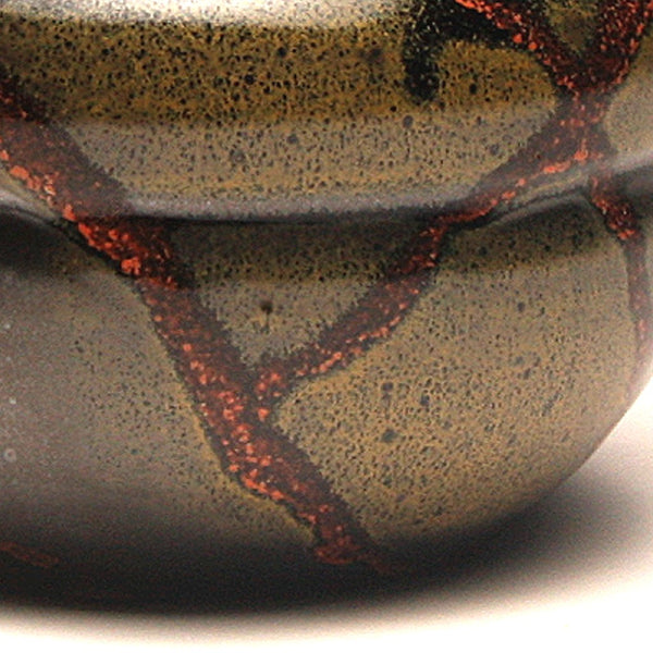 GH207 Covered Jar, Black, Red, and Gold