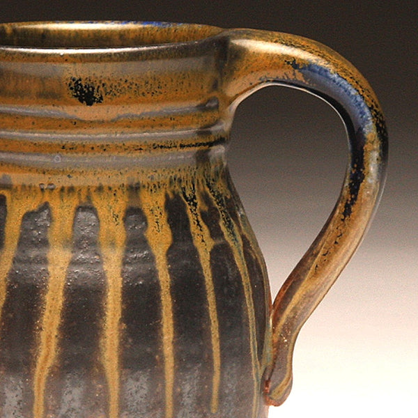 GH208 quart pitcher woodfired black and gold